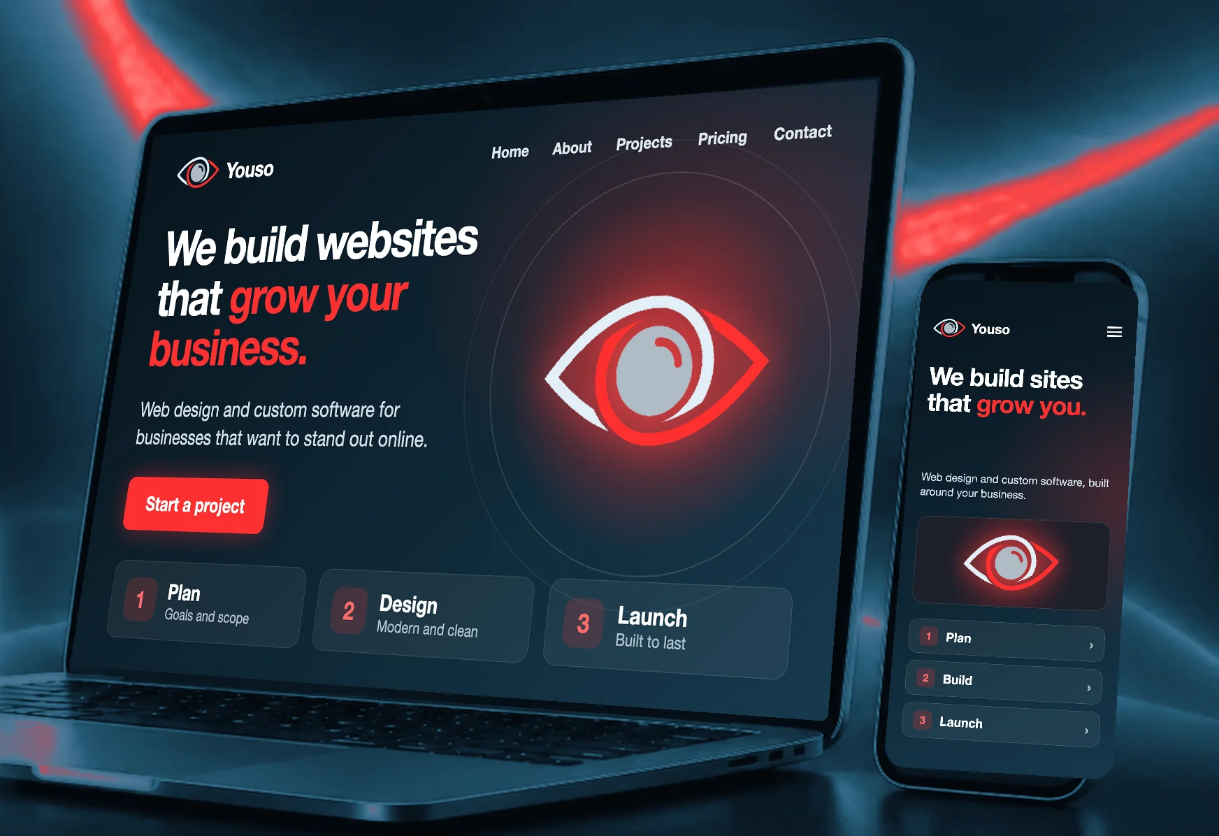 A Youso website shown on a laptop and a phone